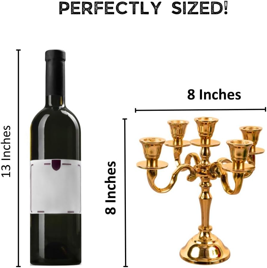 5 Arm Baby Candelabra Gold Glossy 8 Inch Taper Candle Holders Gothic Decorations Candlesticks Holder Home Decor