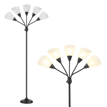 Medusa Floor Lamps Standing Lamps 5 Heads Adjustable Reading Light Large Shade Use E26 A19 Bulb Floor Lamps Bedroom