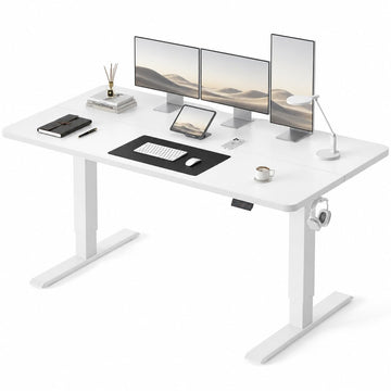 55x30 Large Electric Standing Desk, 30" Deep Desktop, White