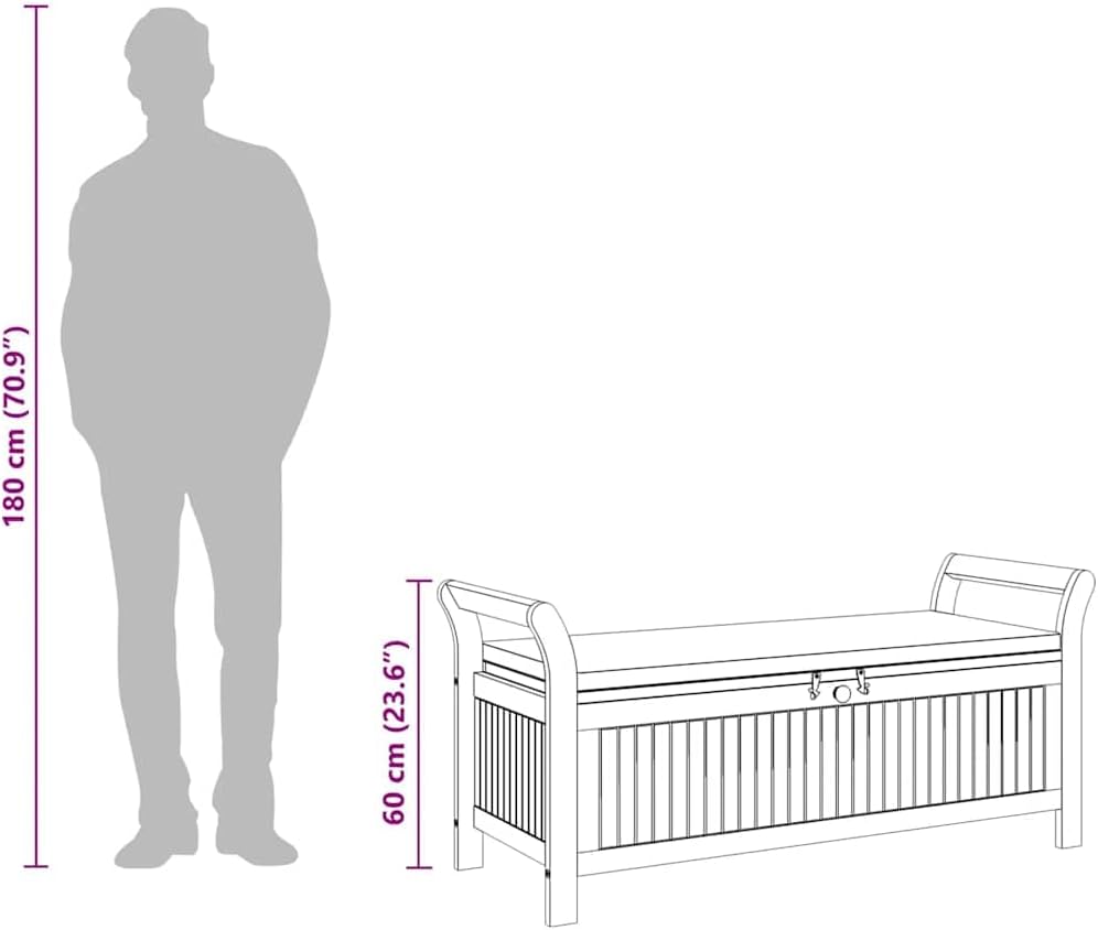 Outdoor Storage Bench, Storage Box with Cushion, Patio Deck Box with Seat for Garden Balcony Porch Pool Yard, Modern