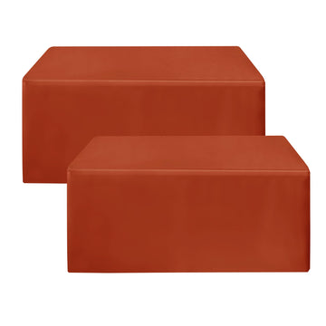 Fitted Fall Tablecloths For 4 Foot Rectangle Tables, Vendor Booth 2 Pcs Rust