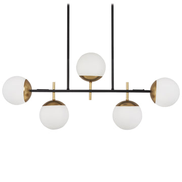 Alluria Island Chandelier, 5-Light, 375 Total Watts, 15.75-in H x 6-in W, Weathered Black with Autumn Gold