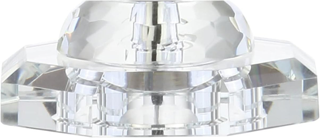 24.5" Clear Crystal LED Table Lamp, Hollywood Regency Modern Glam Candlestick Lamp with White Linen Drum Shade Bedroom