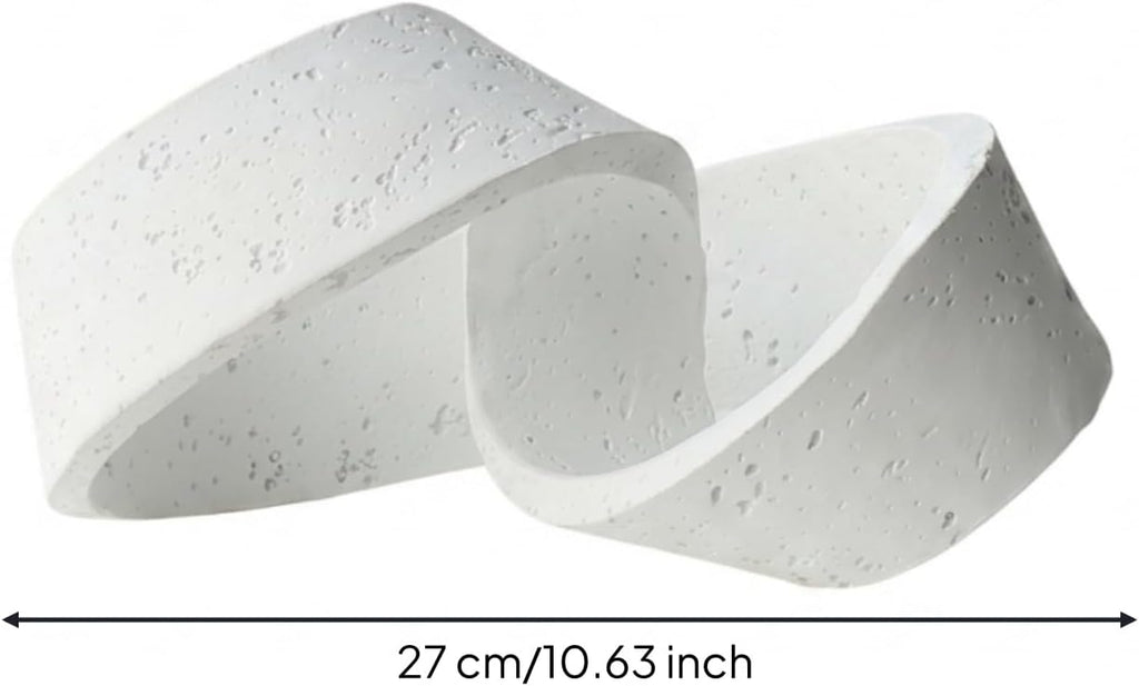 Abstract Sculpture Matte Loop Sculpture Minimalist Tabletop Ornament for Shelf, White, 27 17 19cm