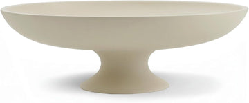 Cream Concrete Decorative Fruit Bowl, 11.45" Large Modern Pedestal Bowl Counter, Coffee Table, Entryway Table