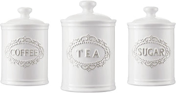 Ceramic Canisters Sets For The Kitchen Canisters For Countertop Airtight Coffee Canisters For Ground Coffee - Set of 3