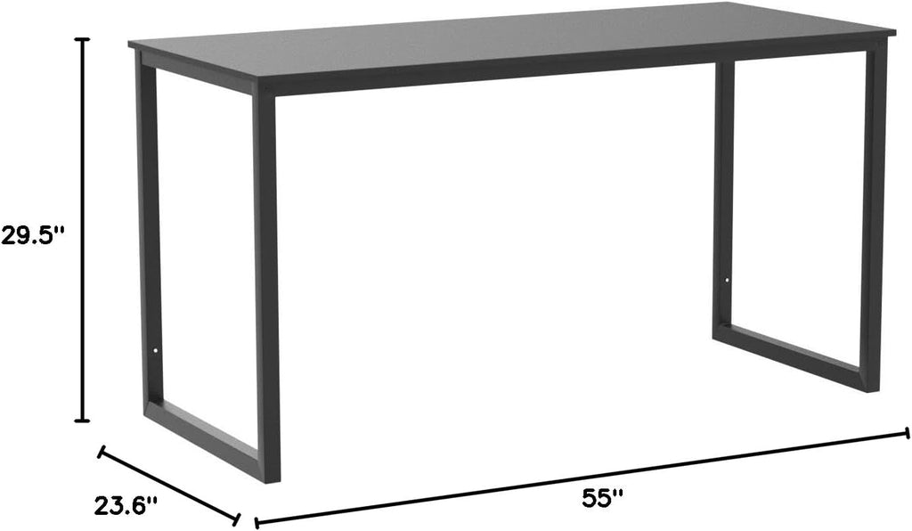 Computer Desk,55 Inch Office Desk Gaming Desk Writing Desk, Modern Simple Desk PC Laptop Study Student Table (Black