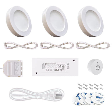 LED Under Cabinet Lighting Puck Lights, 3 Pack, White
