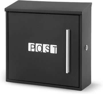 Wall Mounted Mailbox, Modern Metal Galvanized Steel Mailbox 14x13x5inch Large Capacity Mailbox with Lock and Key Drop