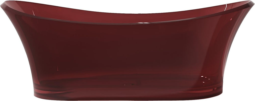 69" Flat Bottom Man Made Stone Freestanding Bathtub - Translucent Deep Red - Azul Series FT-AZ520-RD