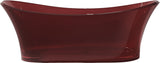 69" Flat Bottom Man Made Stone Freestanding Bathtub - Translucent Deep Red - Azul Series FT-AZ520-RD