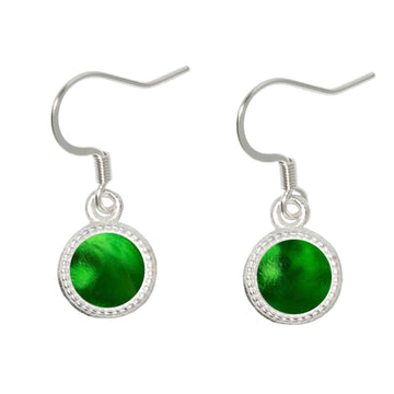 Recycled Vintage 1960s Green Beer Bottle Color Dot Earrings