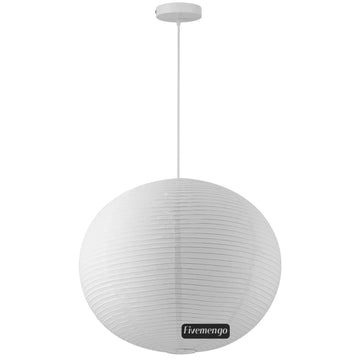 Large Paper Lamp Pendant Light Kit, 23.6in White Globe Lantern