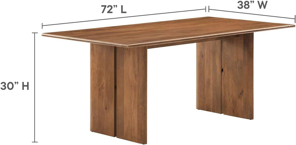Amistad 72" Solid Wood Modern Farmhouse Rectangular Dining Table in Walnut