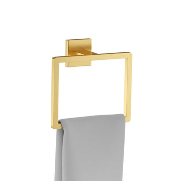 Brushed Gold Towel Ring, Square Hand Towel Holder, Towel Hanger, Bathroom Hardware Accessories, Stainless Steel