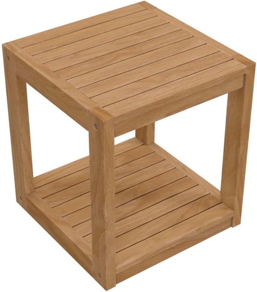 Carlsbad Modern Teak Wood Outdoor Patio Side Table in Natural