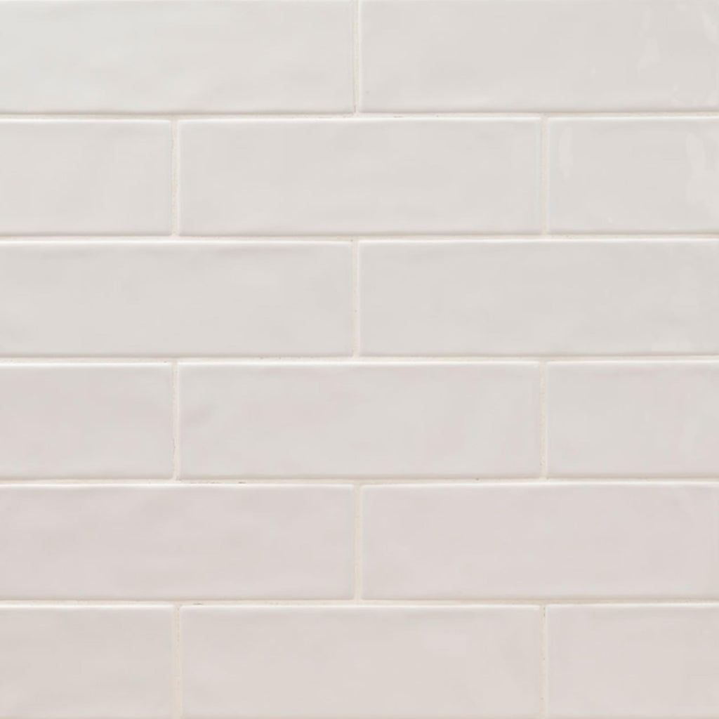 White Glossy Ceramic 4x12 Subway Wall Tile, 1 Piece