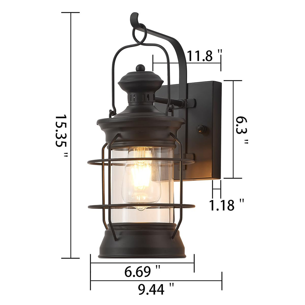 Black Farmhouse Wall Sconce, Rustic Lantern Wall Light