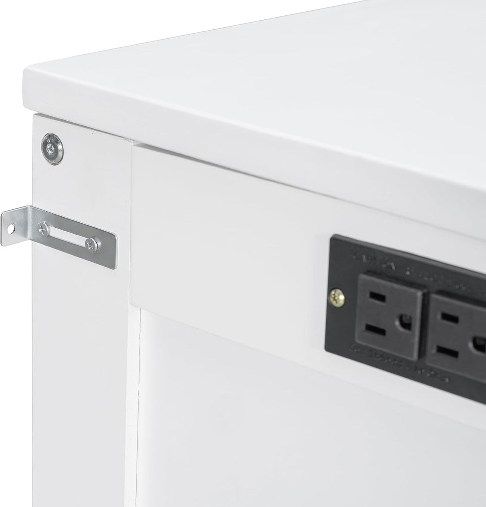 Queen Murphy Bed with Slide-Out Nightstand Shelves on Each Side & USB Port, 2-in-1 Foldable Bed Desk Wood MDF Murphy