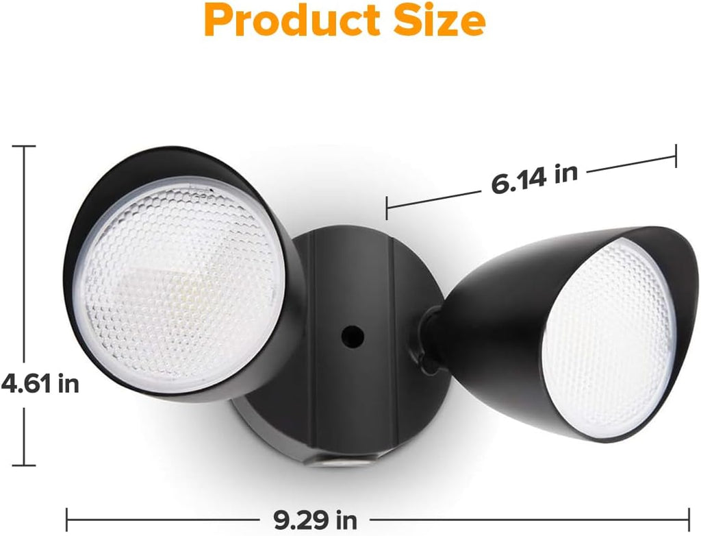 6222B-D2D 3500 Lumen 32 Watt Dusk to Dawn Dual-Head Flood Light Outdoor Waterproof Exterior Security Floodlight