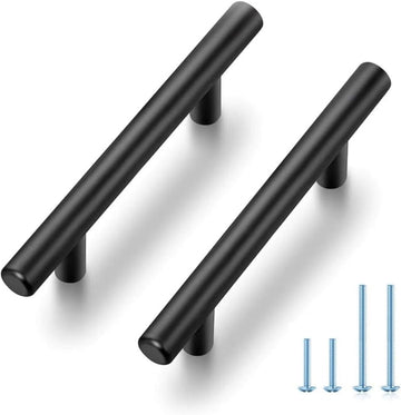 30 Pack 5 Inch Cabinet Pulls Kitchen Cabinet Handles with 3 Inch Hole Center Matte Black Cabinet Hardware Stainless