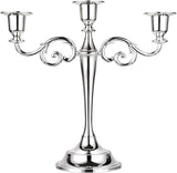 3 Arms Metal Candelabra Candlestick Silver European Elegant Candle Holder Candle StandHome Decoration (Silver Tone)