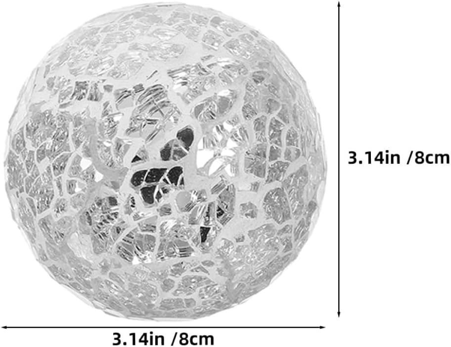 4pcs Crackle Glass Sphere Decorative Balls Set, 8cm Mosaic Glass Orbs Décor, Table Centerpiece and Vase Fillers