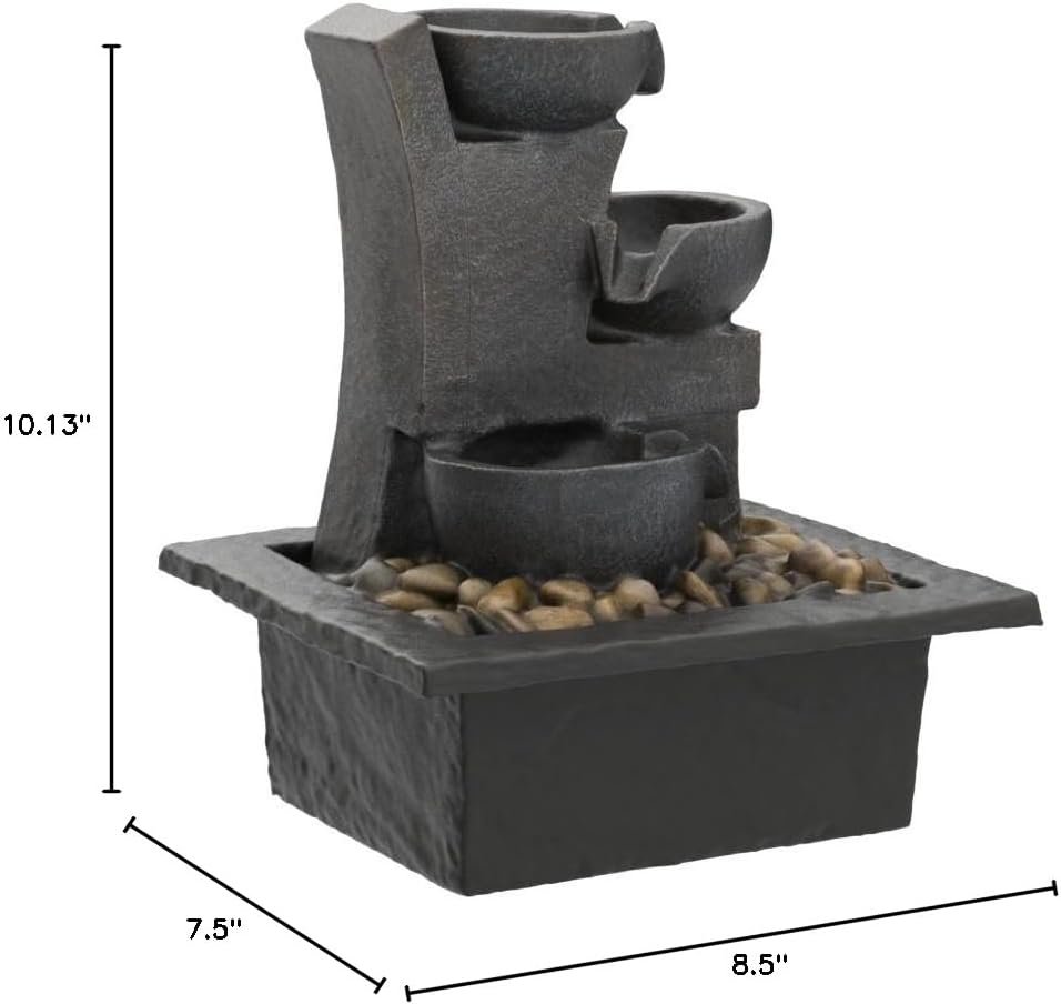 Manufacturing, Inc. Aura Meditation Fountain with 3 Tiered LED Waterfall, Pack of 1, 03801