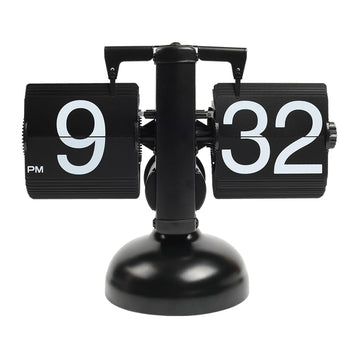 Flip Desk Clock (Black), Retro Vintage Design Auto Flip Table Clock