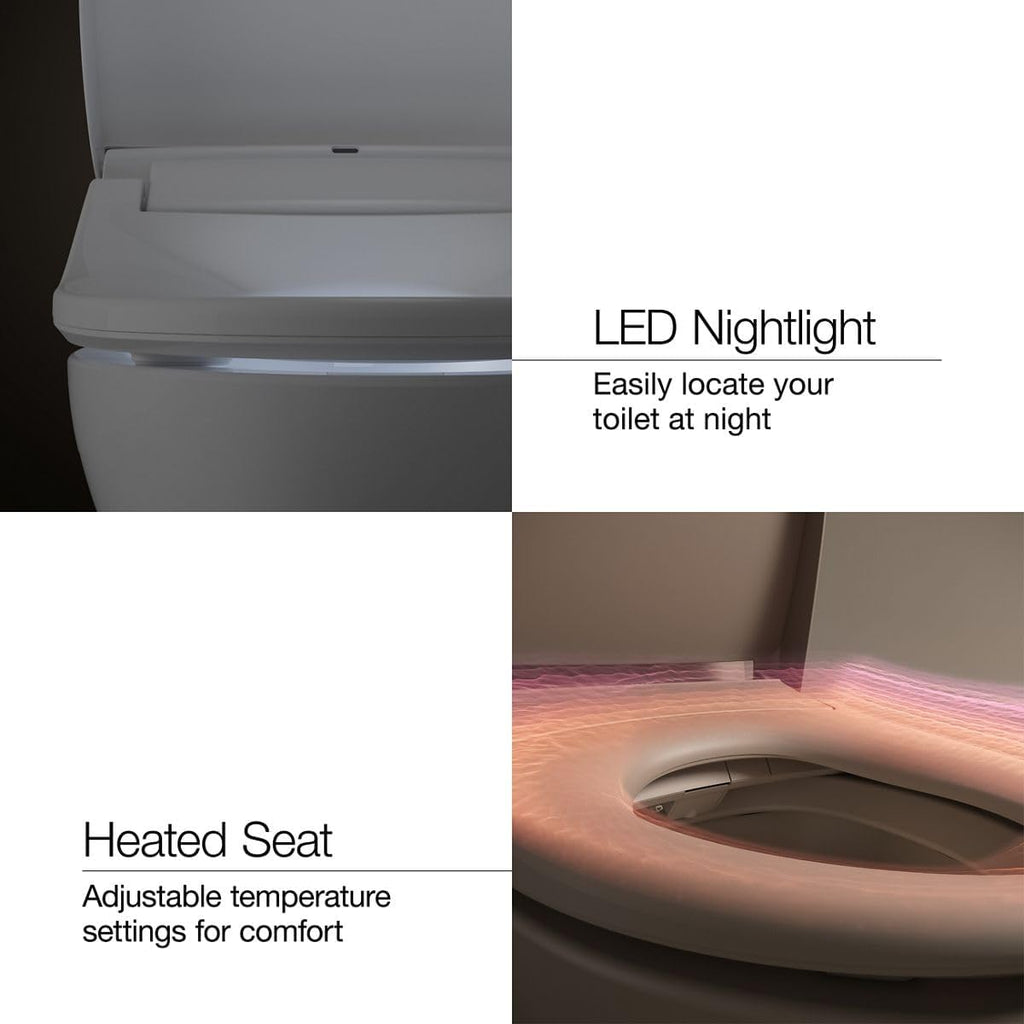 K-5401-PA Veil Dual Flush One Piece Elongated Chair Height Intelligent Toilet - Seat Included with Quiet Close Lid
