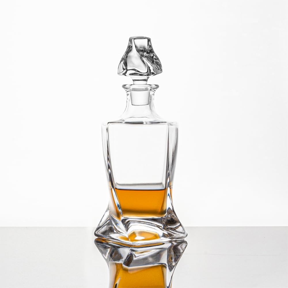 Whiskey Decanter 26 oz Twisted Decanter with Glass Stopper for Liquor Wine Scotch Bourbon Vodka Brandy or Mouthwash