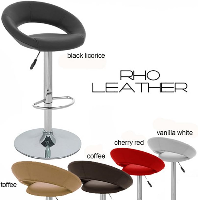 Rho Leather Contemporary Adjustable Height Bar/Counter Stool - Chrome Base/Footrest Barstool (Toffee)