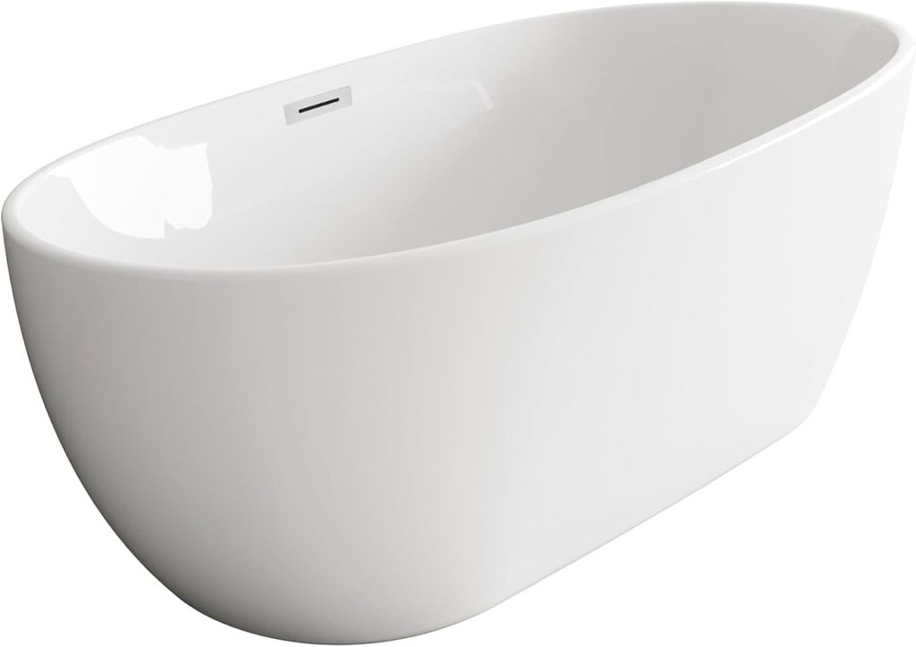 Daphne 54 Inch Soaking Roll Top Bathtub, Modern Style, Glossy White