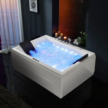 Whirlpool Bathtub 2 Person Jetted Bathtub 71" Massage Whirlpool Tub with 18 Water Jets+20 Air Jets,3 Sided Apron