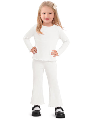 Toddler Baby Girl Long Sleeve Shirts and Flare Pants Set