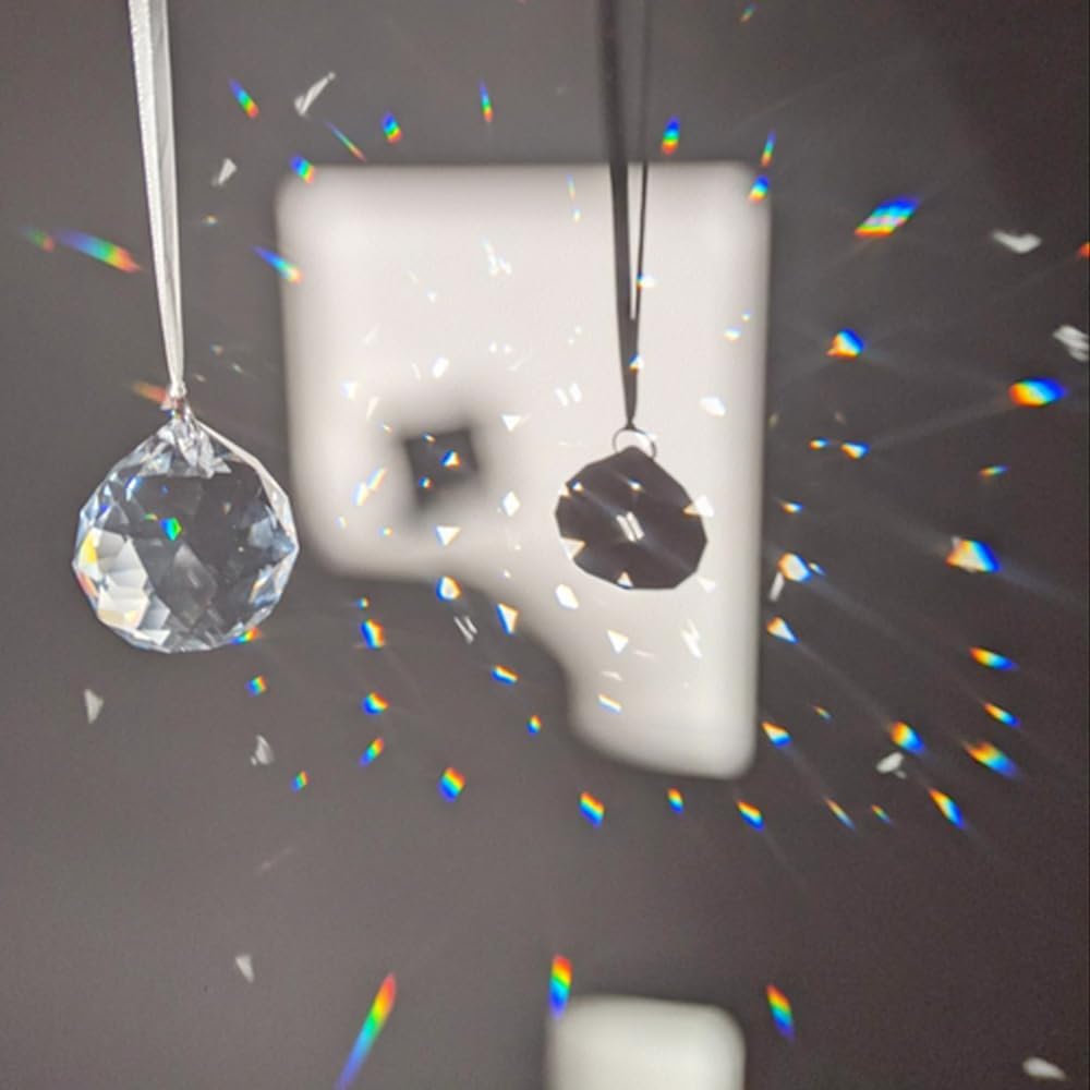 50mm Clear Crystal Ball Prisms Feng Shui Suncatcher Decorating Hanging Faceted Prism Balls + Hanging Kit