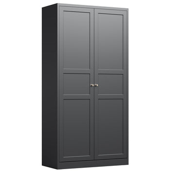 Wardrobe Armoire Closet, 72" H Metal Storage Cabinet with Adjustable Shelves and Hanging Rod, Bedroom Armoire Cabinet