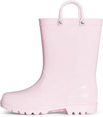 Kids Girls & Boys Rain Boots with Easy-on Handles Outdoors