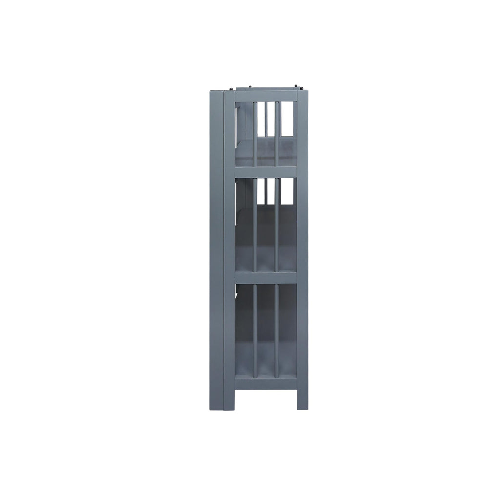 3-Shelf Folding Stackable Bookcase (27.5" Wide)-Slate Gray