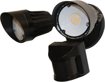 LED Black Motion Sensor 2-Light Bullet Flood Light- 3000K Adjustable Dual Head Outdoor Security Light, Dusk to Dawn