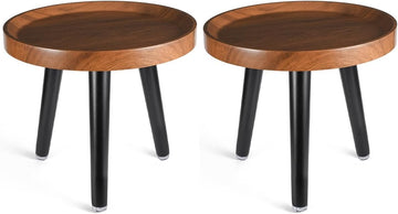 Indoor Plant Stand,Tall Stand with Raised Design(Walnut,12x10.8 in) | 2 Pack Wood Mid Century Plant Table in Walnut