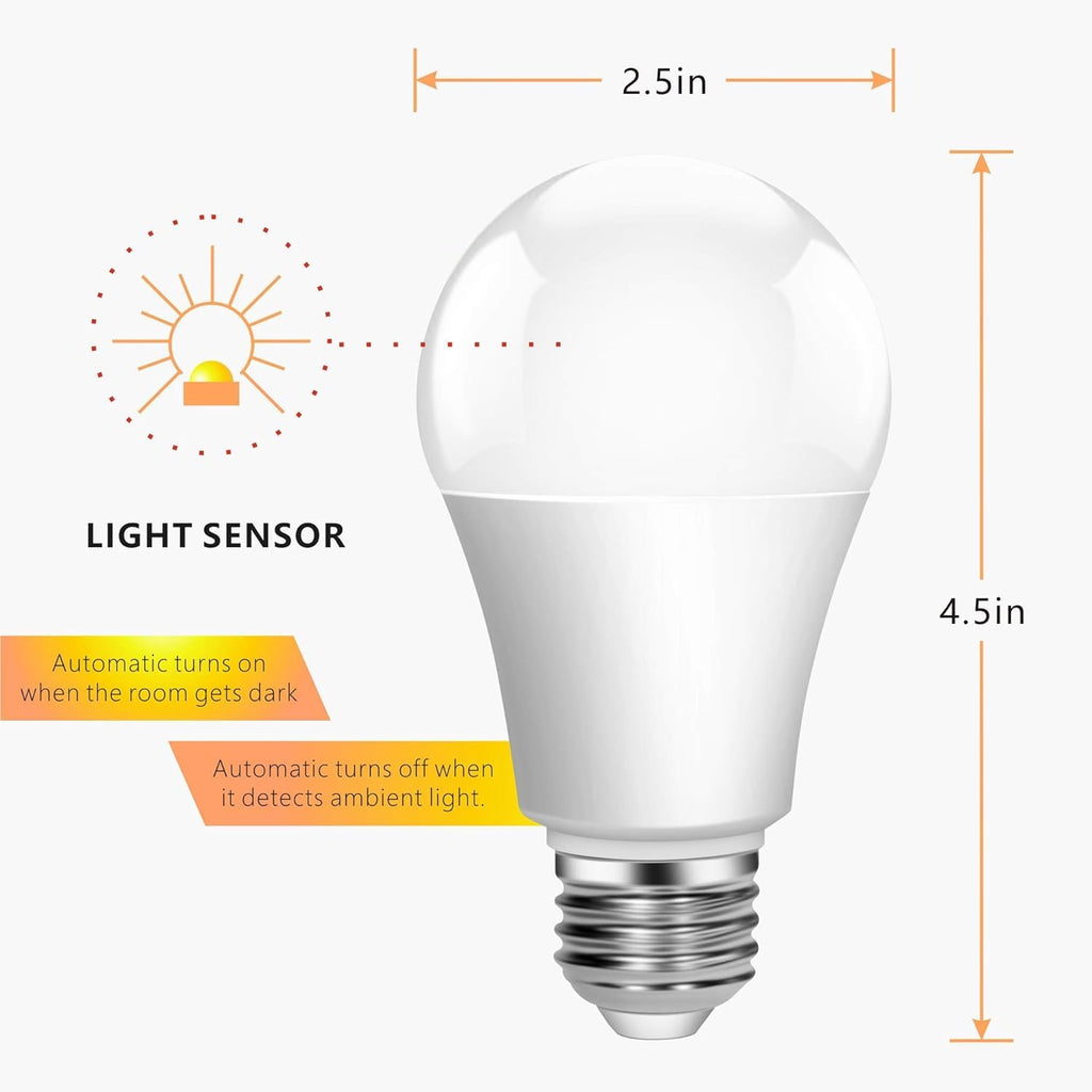 Outdoor Sensor Light Bulbs, E26 Dusk to Dawn Automatic Sensor