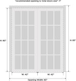 Sete 6222 Bypass Interior Doors with Frosted Glass, MDF, 84x80, White, Modern Style Hardware Include