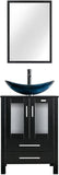 24" Modern Bathroom Vanity with Blue Glass Vessel Sink - Freestanding Cabinet with Soft-Close Door