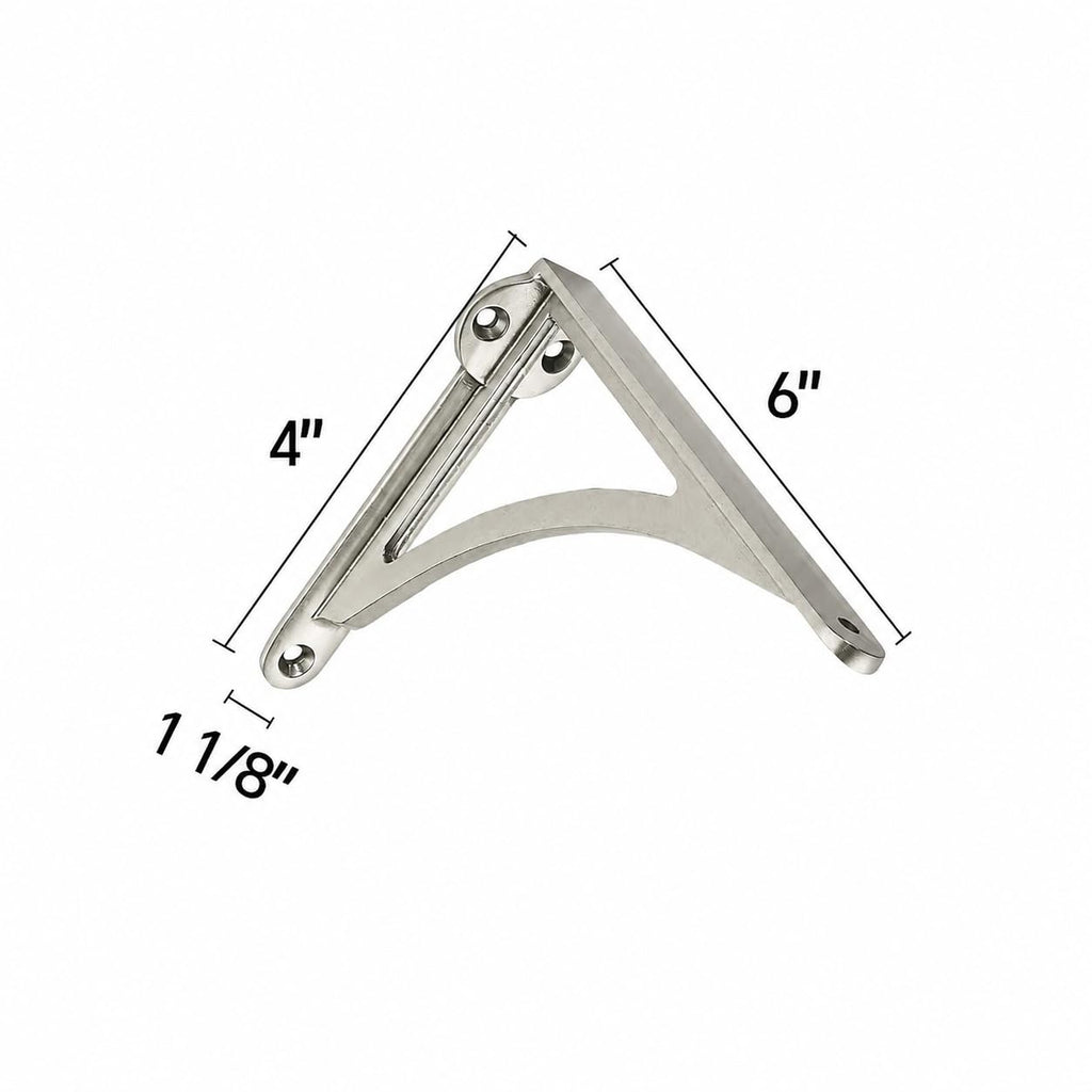 100% Solid Brass Decorative Shelf Brackets, 6-inch Wall-Mounted Shelving Brackets, 2-Pack Brushed Satin Nickel