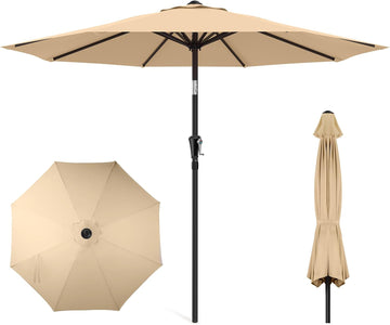 9ft Outdoor Patio Umbrella - Market Table Pool Deck Umbrella UPF50+ UV Protection with Push Button Tilt