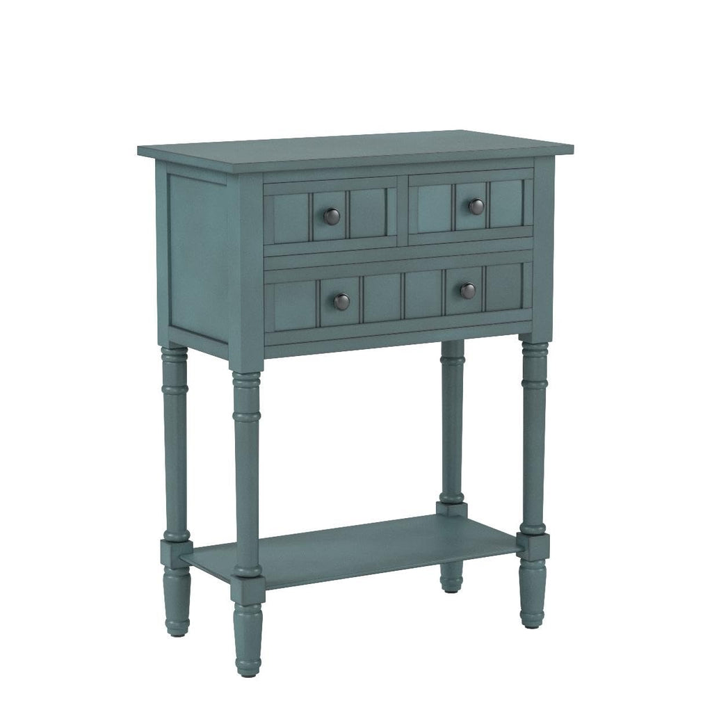 Narrow Console Table, Farmhouse Entryway Table Slim Sofa Table with Three Storage Drawers and Bottom Shelf, Wood