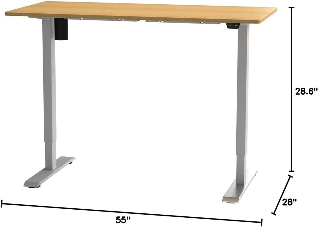 EN1 55"x28" One-Piece Standing Desk, Maple | 1" Thick Seamless Desktop, 176 LBS Capacity, Home Office Use, 4 Memory