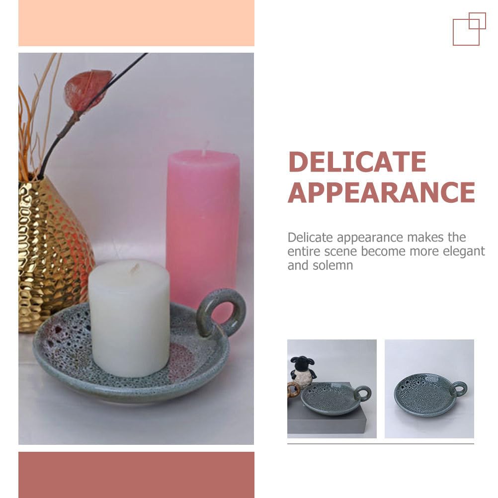 Ceramic Candlestick Holder Tray - Elegant Candle Plate Decor Dining Table and Spa - Vintage Style Candle Display Stand