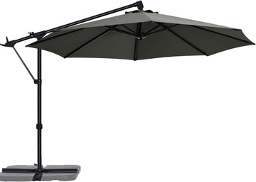 10FT Cantilever Patio Umbrella with Base Stand, Offset Hanging Outdoor Umbrella